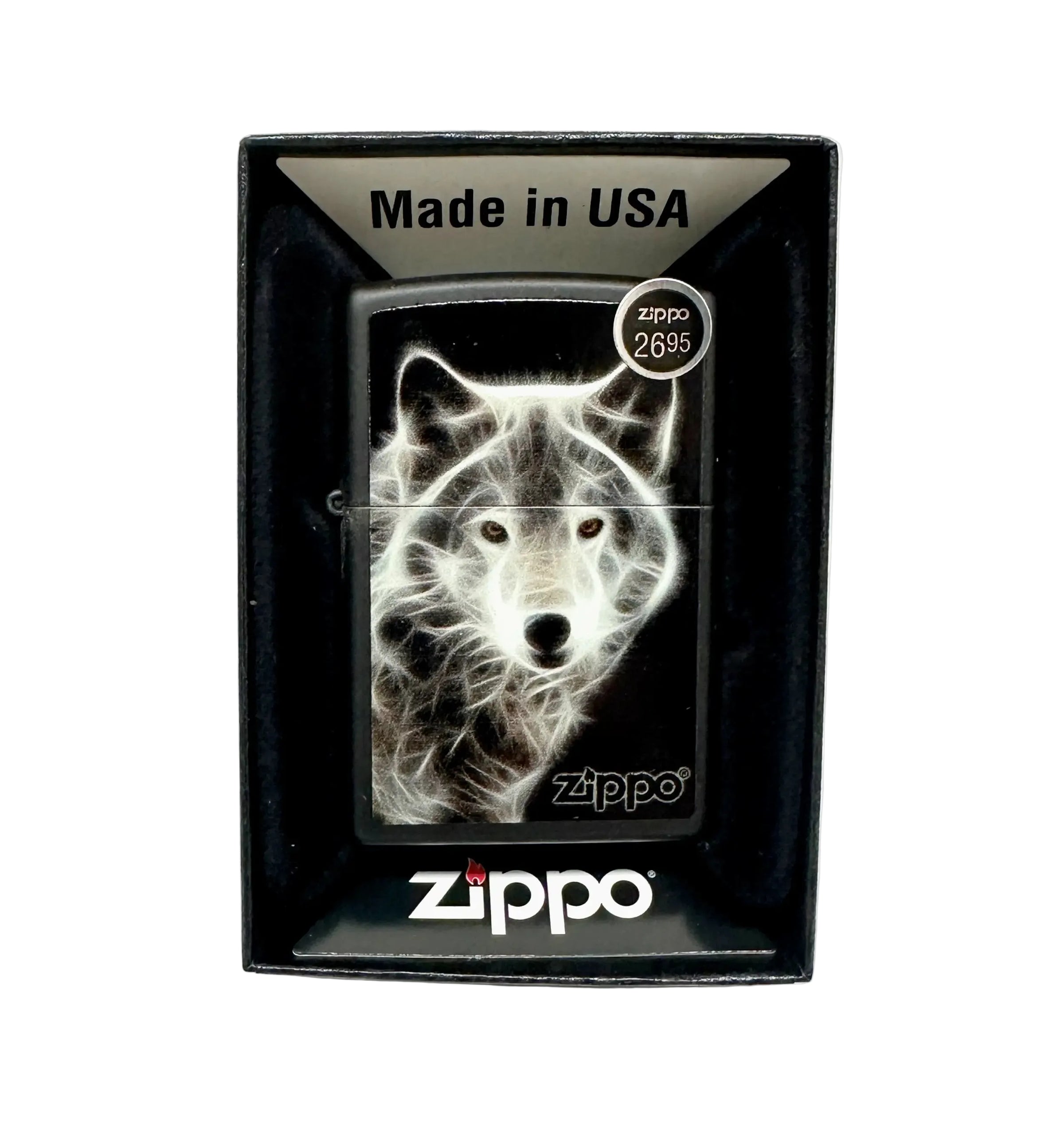 2016 White Wolf Black Matte 28303 Zippo Lighter - Hers and His Treasures