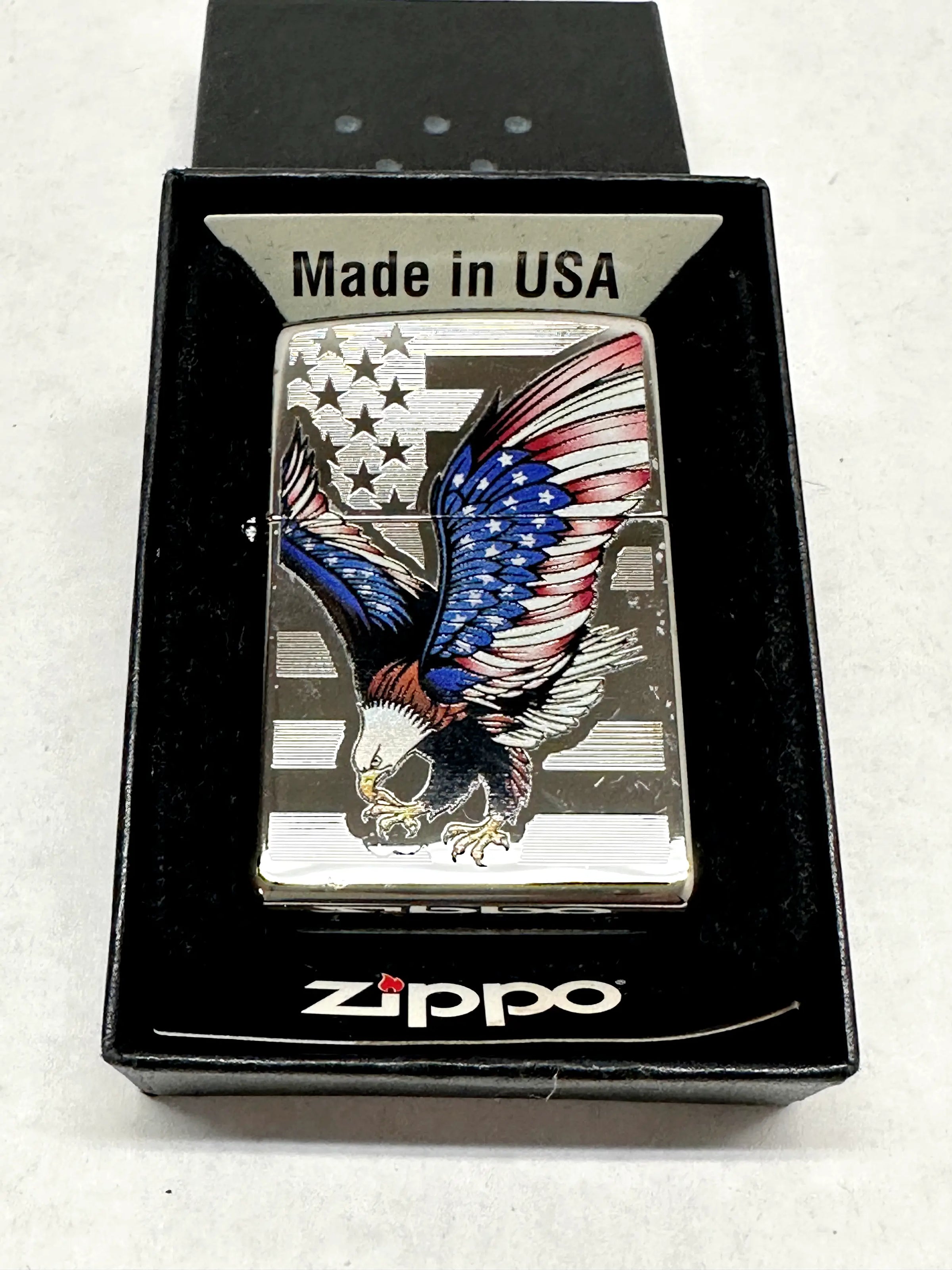 2017 Eagle Flag 28449 High Polished Chrome Zippo Lighter - Hers and His Treasures