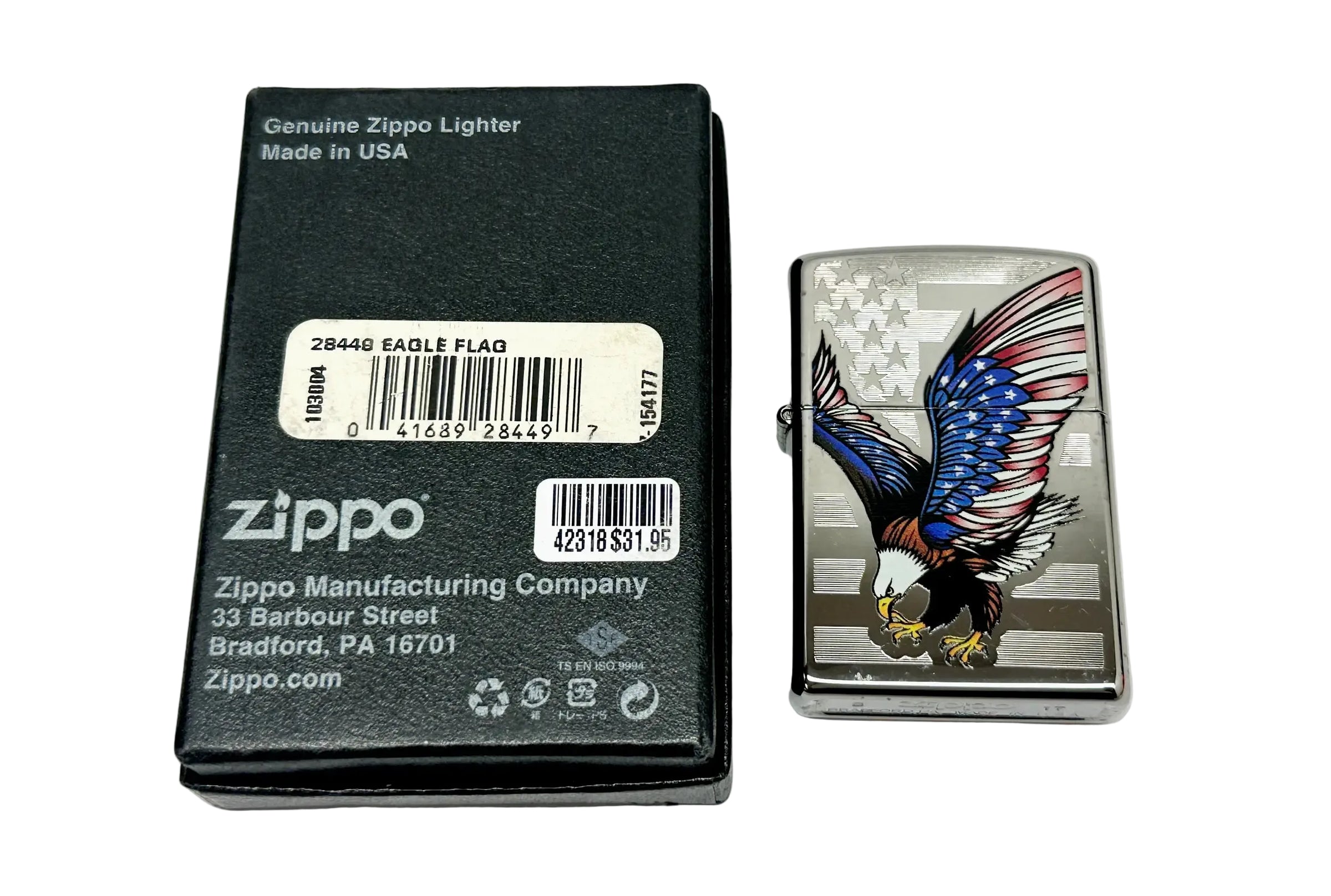 2017 Eagle Flag 28449 High Polished Chrome Zippo Lighter - Hers and His Treasures