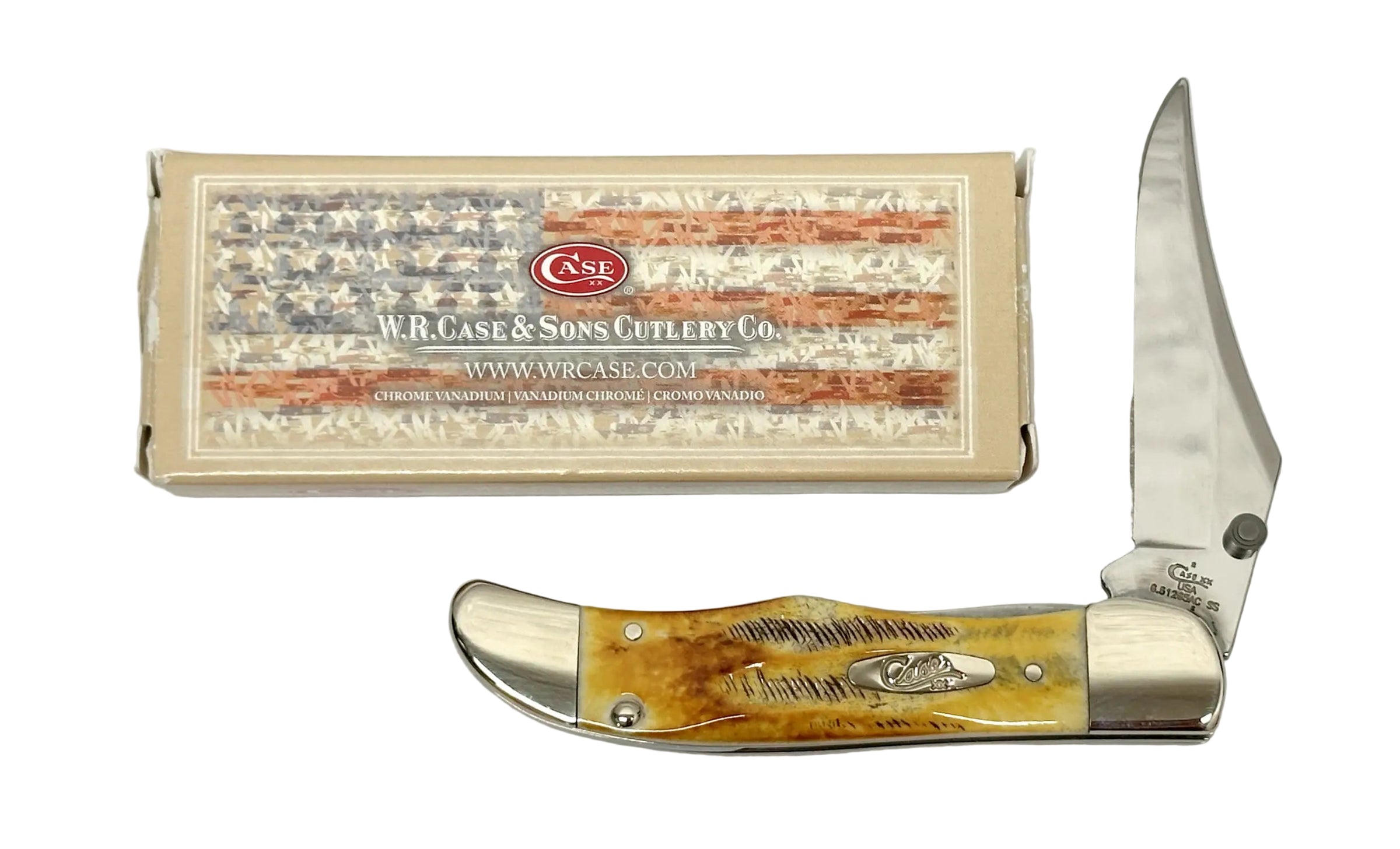 2018 Case XX 6.51265AC Bone Stat Kickstart Mid Folding Hunter Pocket Knife - Hers and His Treasures