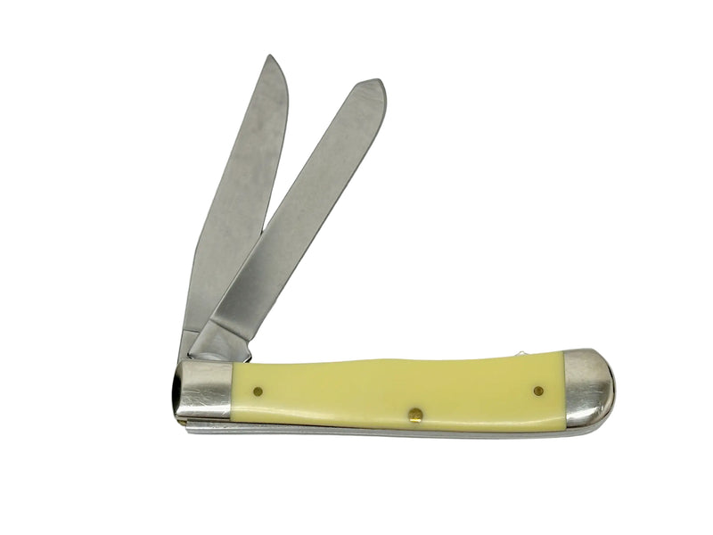 2020 Case XX Yellow Synthetic Smooth Trapper Pocket Knife - Hers and His Treasures