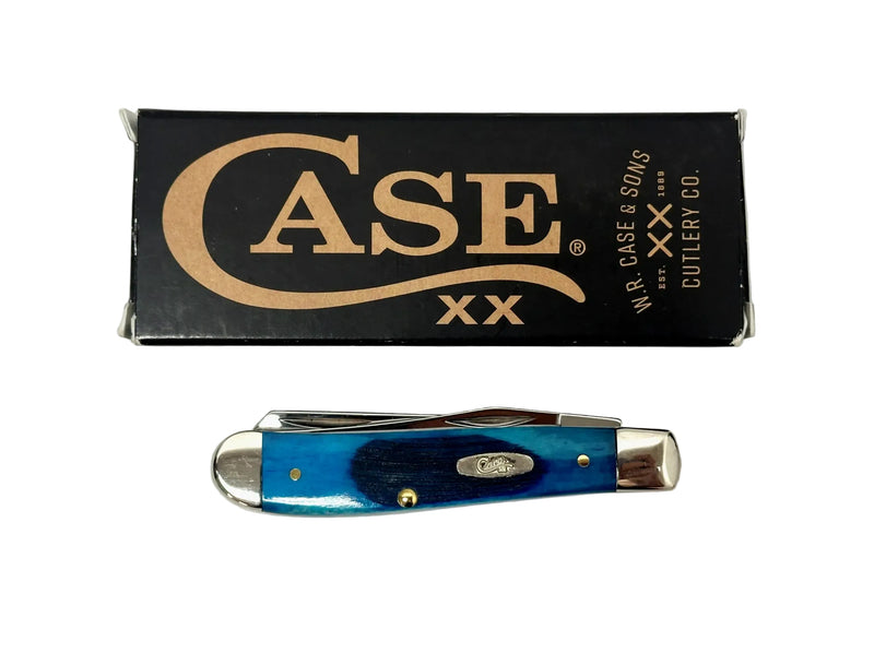 2025 Case XX 6207 Caribbean Blue Bone Sawcut Jig Mini Trapper Pocket Knife - Hers and His Treasures