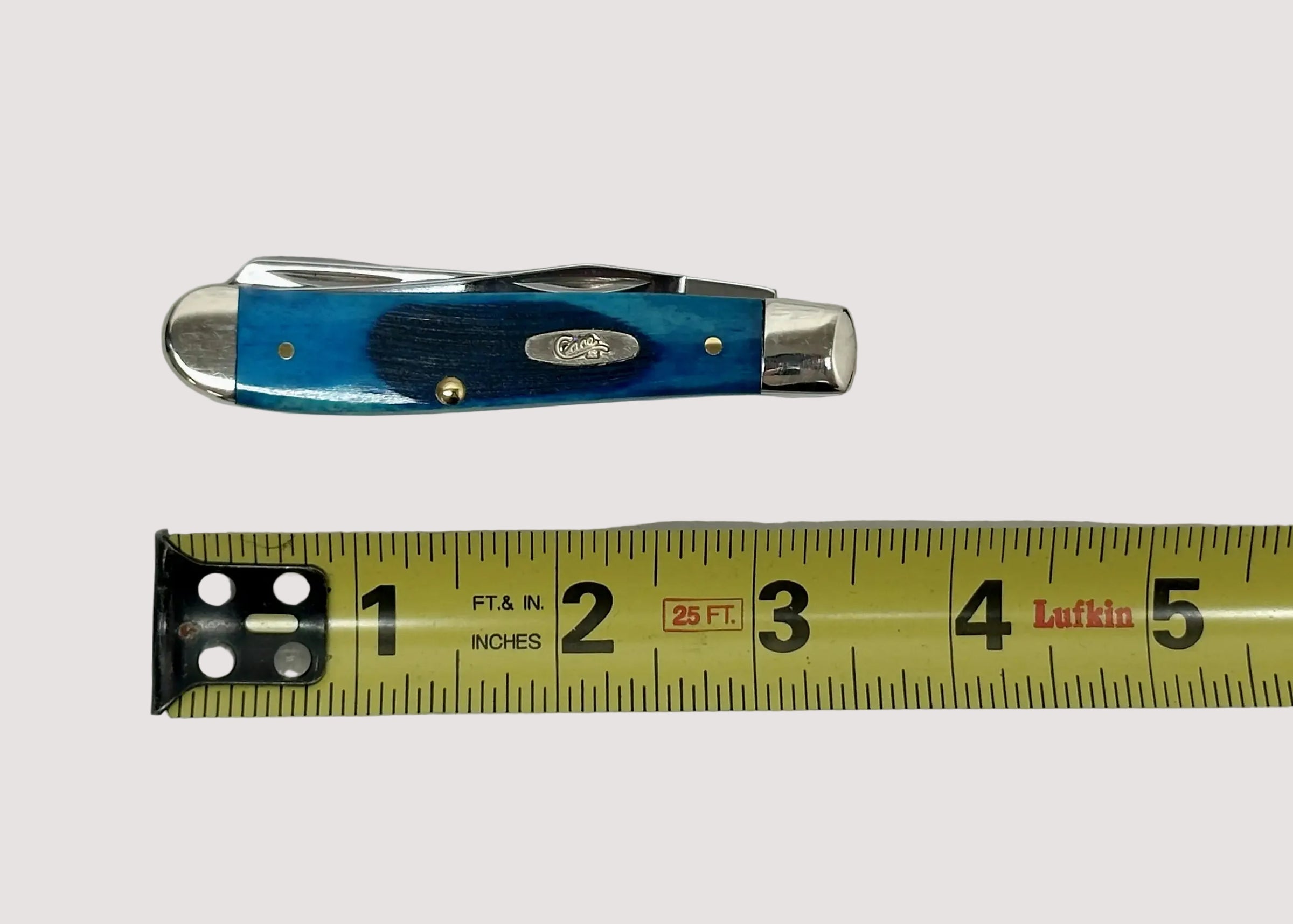2025 Case XX 6207 Caribbean Blue Bone Sawcut Jig Mini Trapper Pocket Knife - Hers and His Treasures