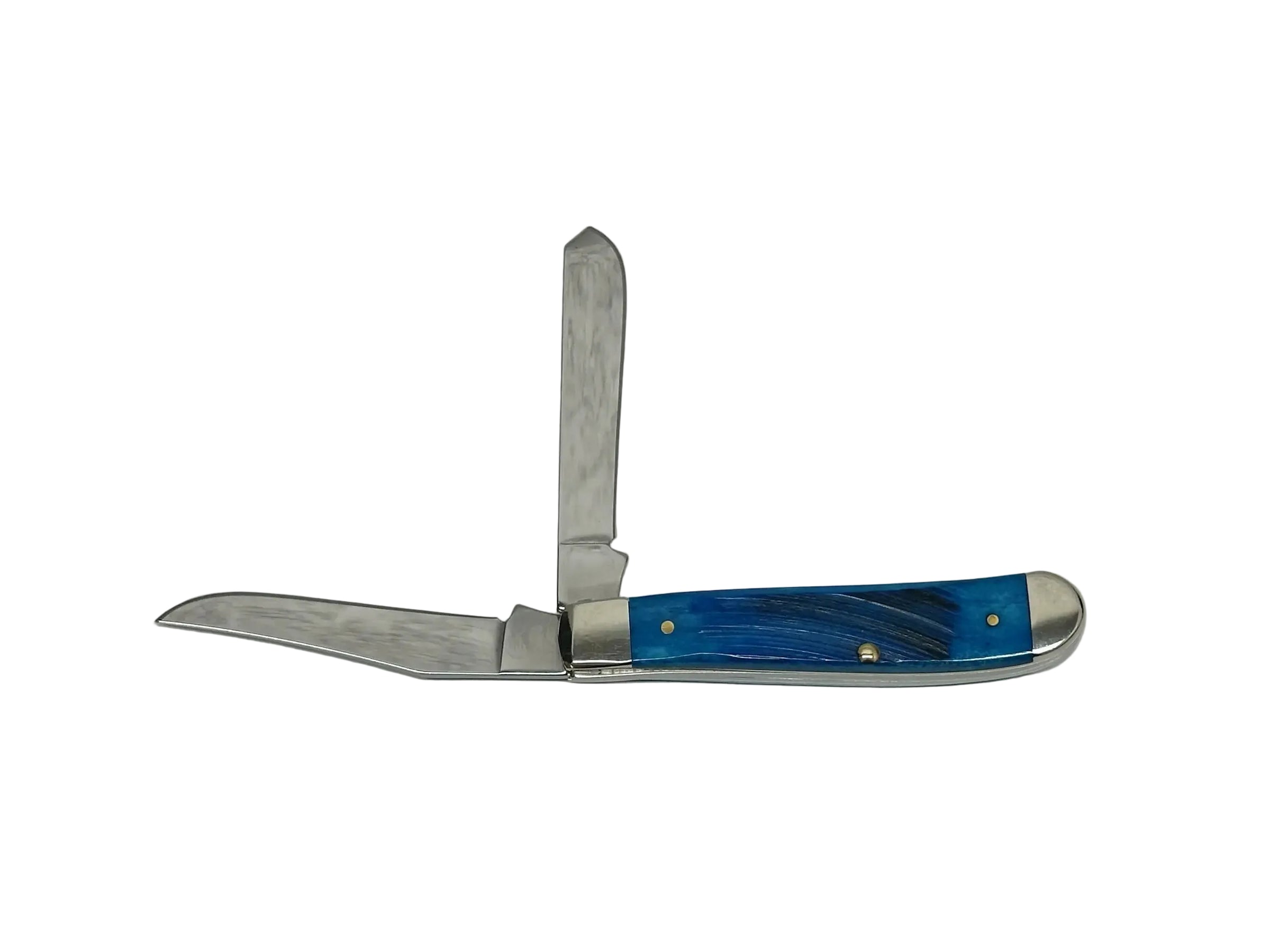 2025 Case XX 6207 Caribbean Blue Bone Sawcut Jig Mini Trapper Pocket Knife - Hers and His Treasures
