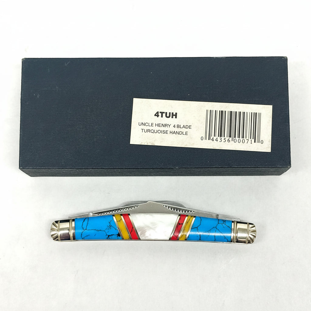 Schrade Cutlery Uncle Henry Custom 4TUH Turquoise and Pearl Knife - Hers and His Treasures