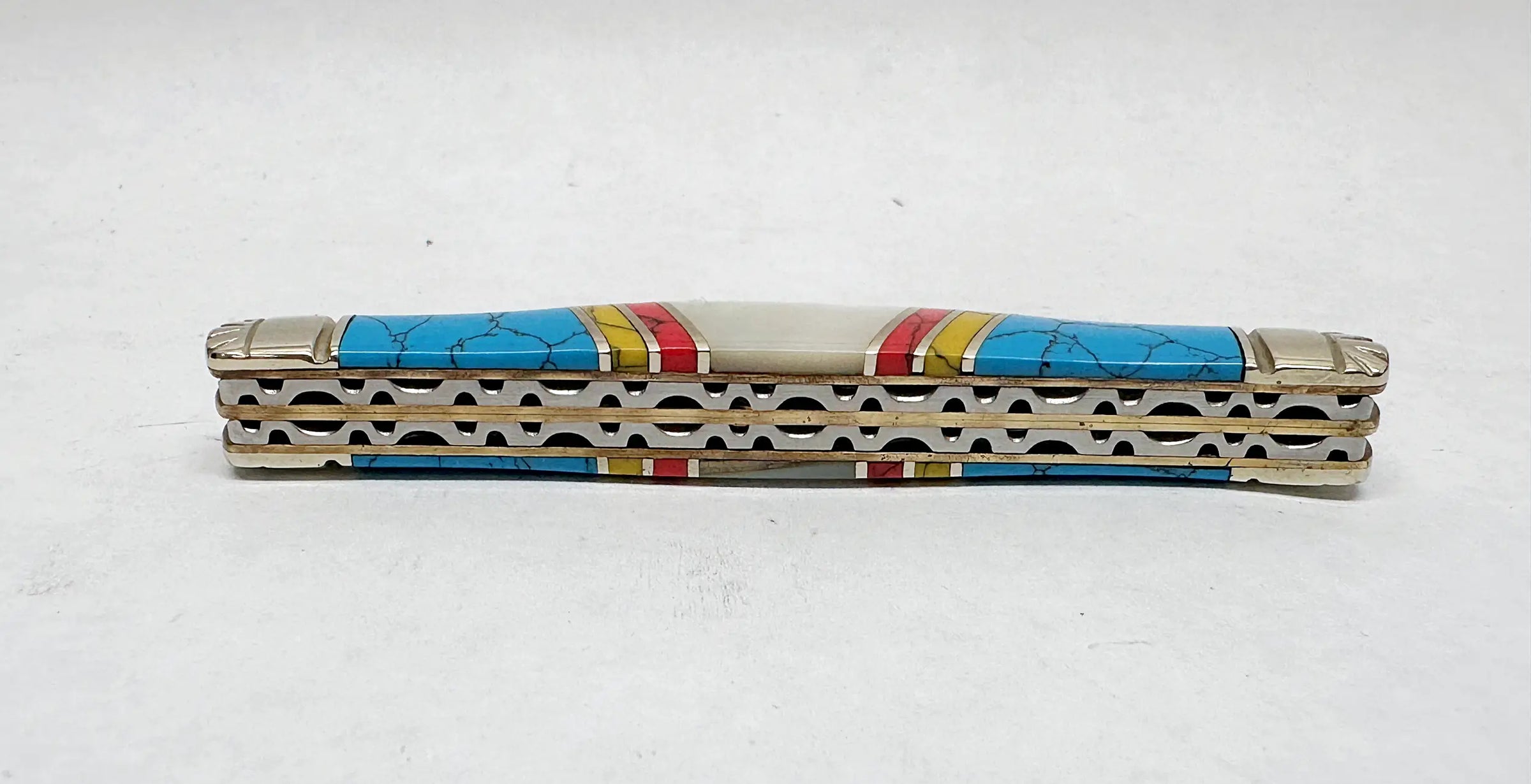 Schrade Cutlery Uncle Henry Custom 4TUH Turquoise and Pearl Knife - Hers and His Treasures