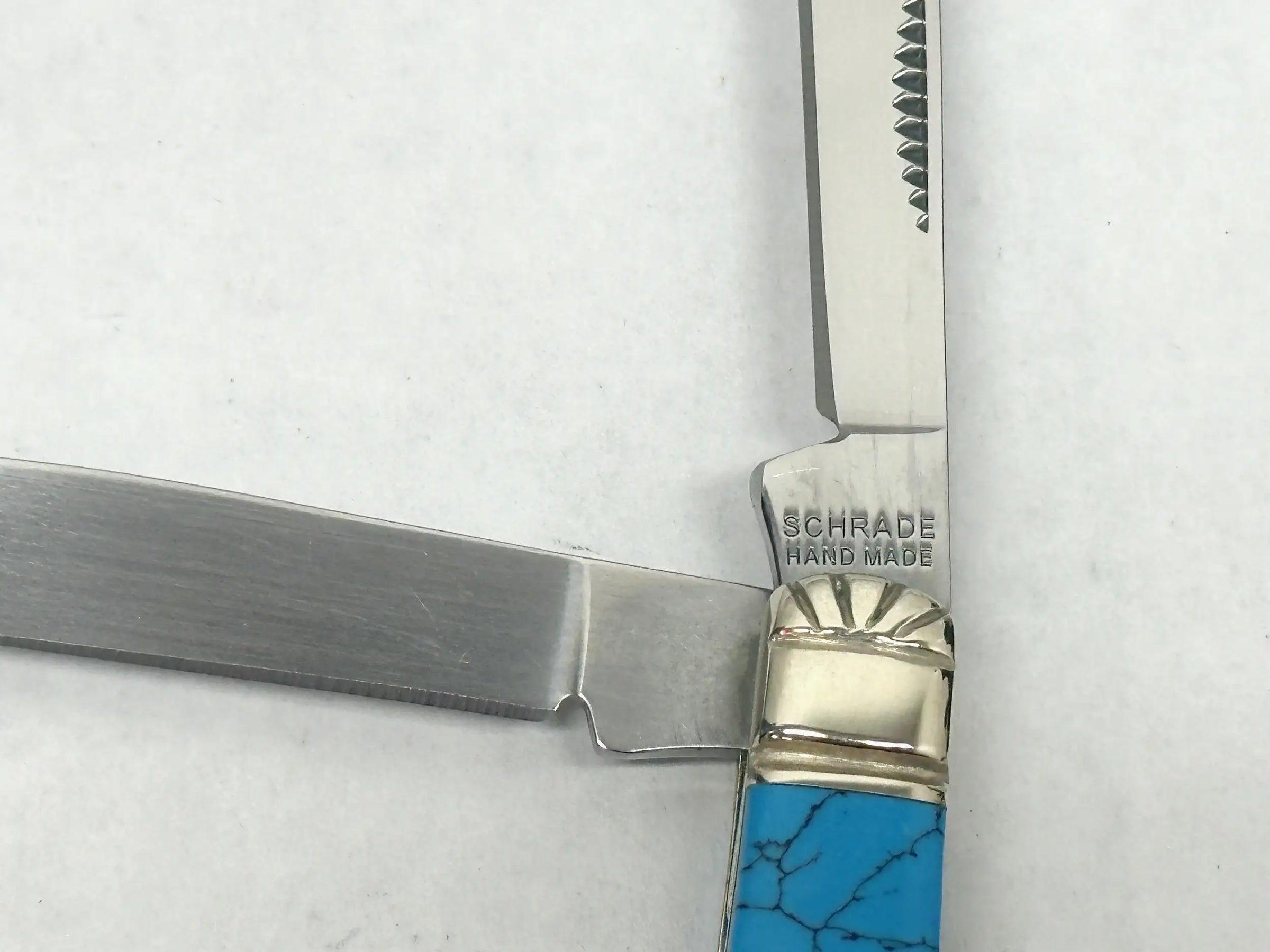 Schrade Cutlery Uncle Henry Custom 4TUH Turquoise and Pearl Knife - Hers and His Treasures