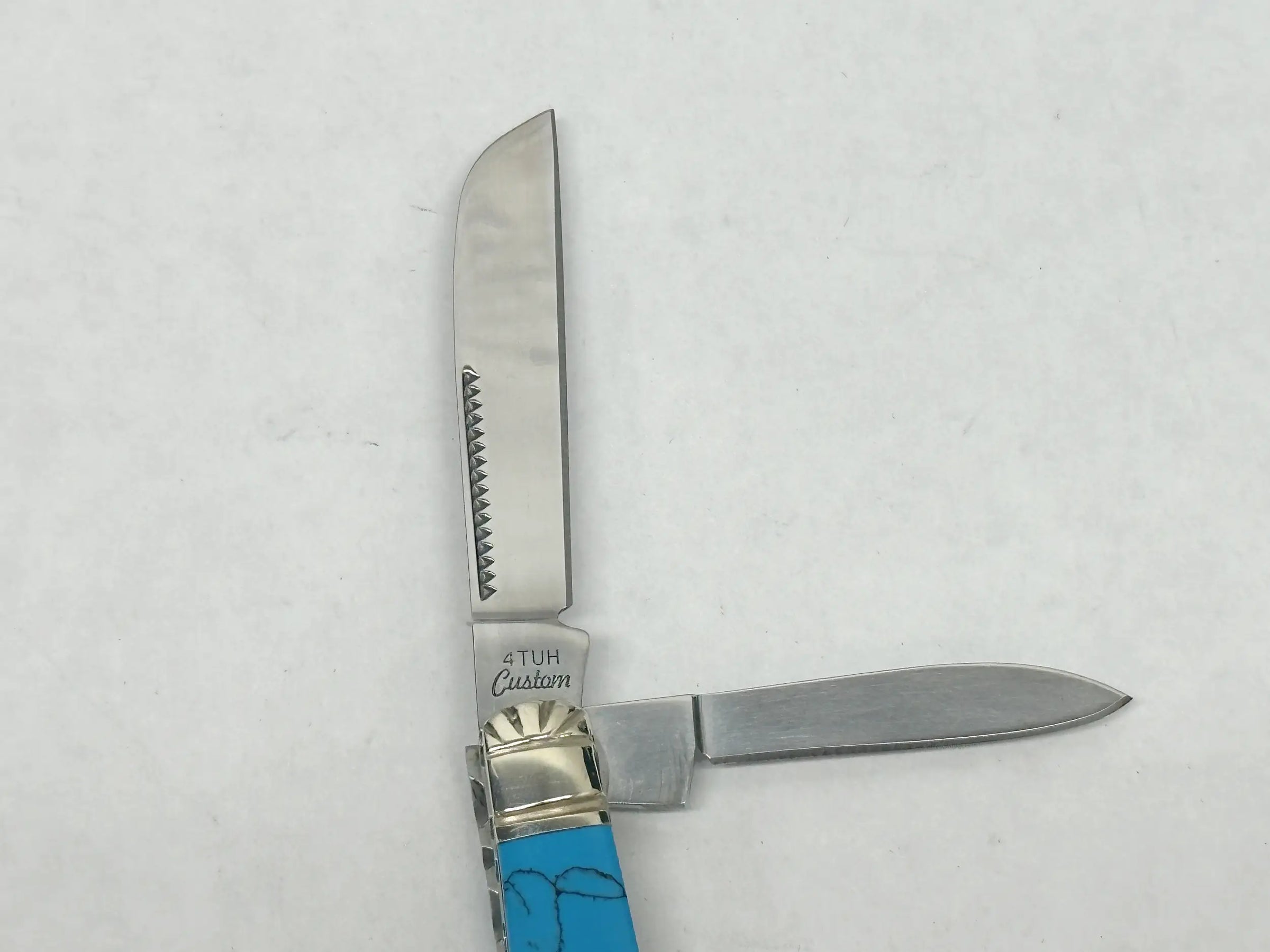Schrade Cutlery Uncle Henry Custom 4TUH Turquoise and Pearl Knife - Hers and His Treasures