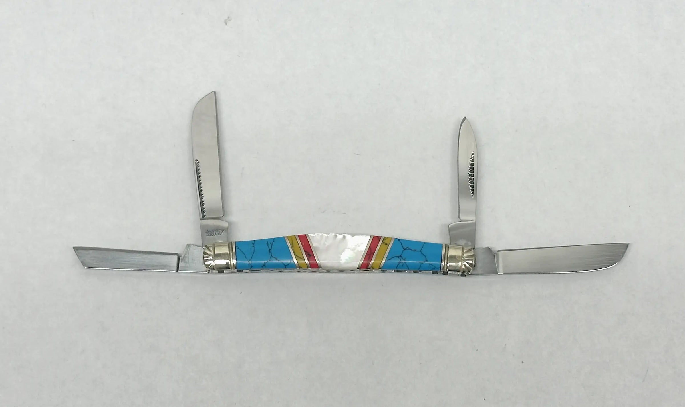 Schrade Cutlery Uncle Henry Custom 4TUH Turquoise and Pearl Knife - Hers and His Treasures