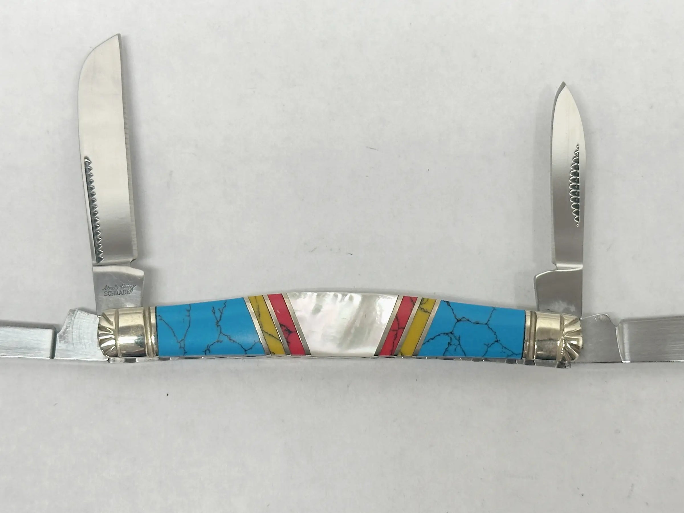 Schrade Cutlery Uncle Henry Custom 4TUH Turquoise and Pearl Knife - Hers and His Treasures