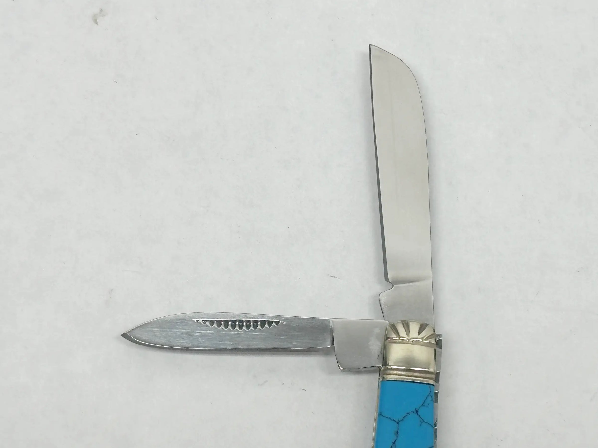 Schrade Cutlery Uncle Henry Custom 4TUH Turquoise and Pearl Knife - Hers and His Treasures