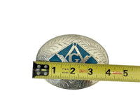 Masonic Pewter and Blue Enamel ADM Belt Buckle - Hers and His Treasures