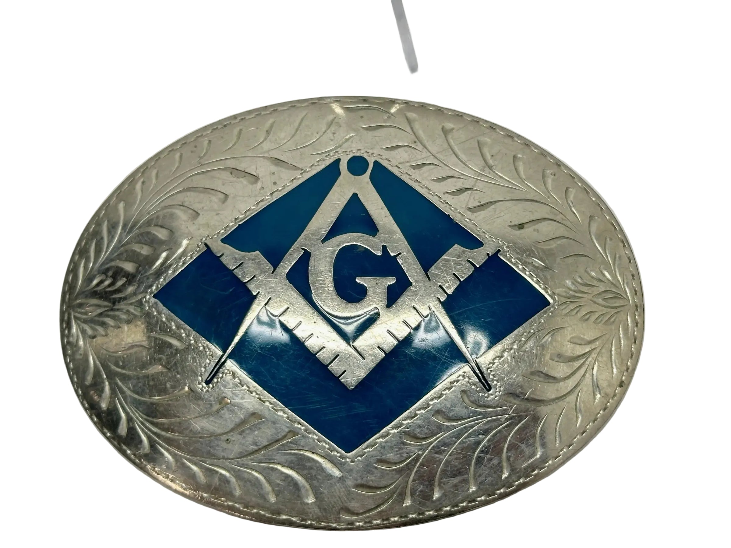 Masonic Pewter and Blue Enamel ADM Belt Buckle - Hers and His Treasures