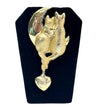 AJC Cattails Cats on the Moon with Dangling Heart Brooch Pin - Hers and His Treasures