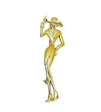 AJC Sophisticated Lady in Hat Gold Tone Brooch Pin - Hers and His Treasures