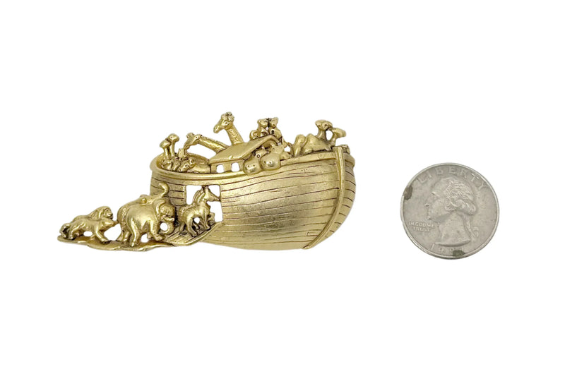 AJC Noah's Ark Gold Tone Brooch Pin - Hers and His Treasures