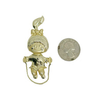 AJC Signed Girl with Ponytail Jumping Rope Brooch Pin - Hers and His Treasures