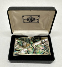 Vintage Abalone Shell Inlay Alpaca Silver Belt Buckle | Mexico - Hers and His Treasures
