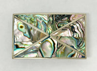 Vintage Abalone Shell Inlay Alpaca Silver Belt Buckle | Mexico - Hers and His Treasures