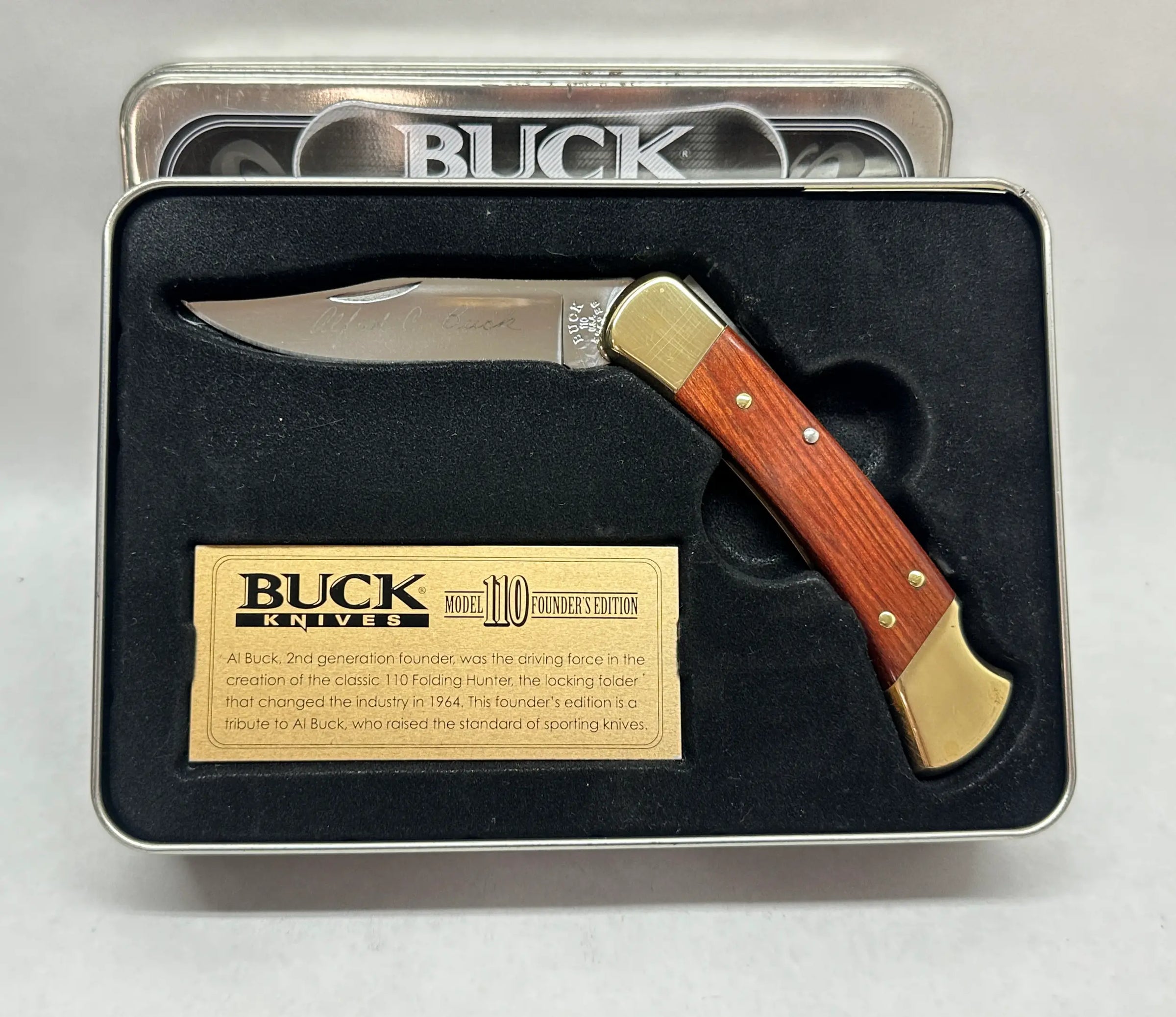 Buck 110 Founder's Edition Al Buck Signature Folding Hunter Pocket Knife - Hers and His Treasures