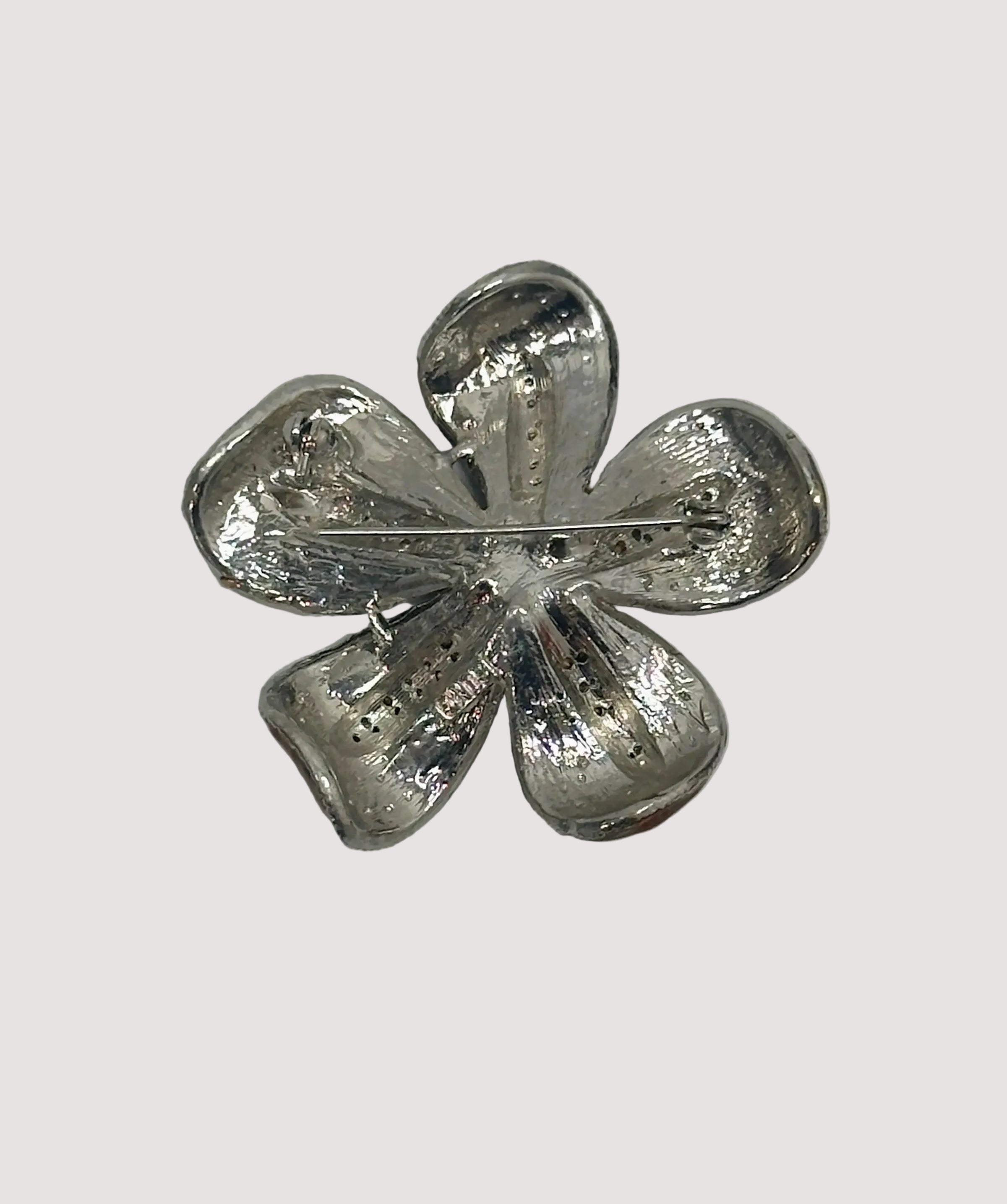 1980's Alfred Sung Orange Enamel Flower Rhinestone Brooch Pin | Canada - Hers and His Treasures