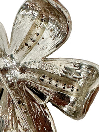 1980's Alfred Sung Orange Enamel Flower Rhinestone Brooch Pin | Canada - Hers and His Treasures
