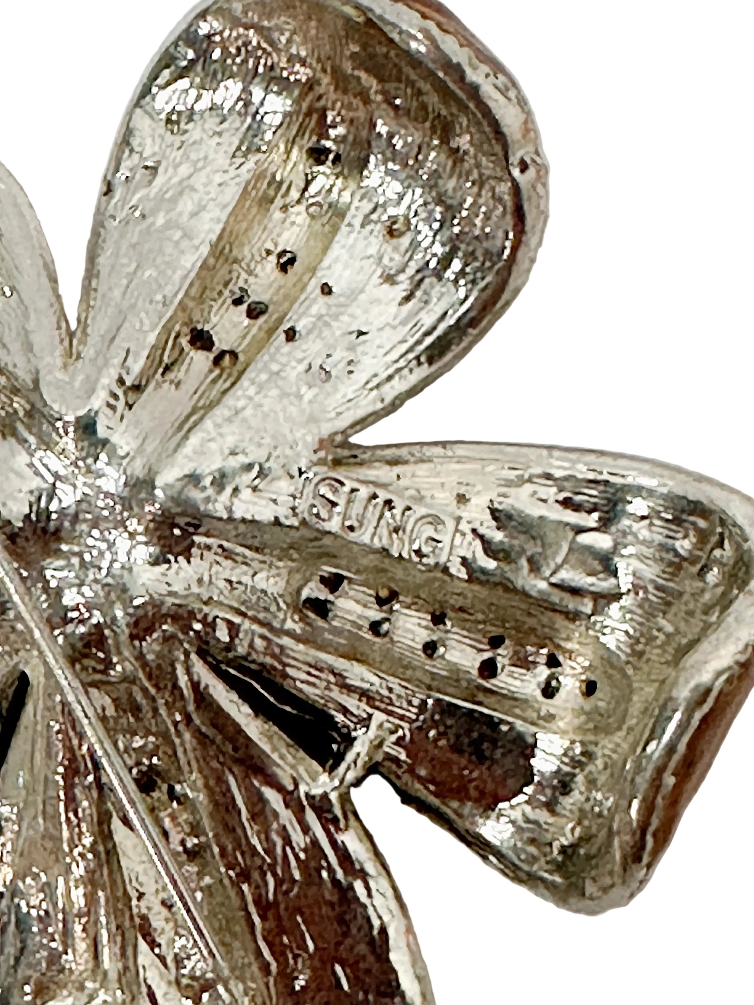 1980's Alfred Sung Orange Enamel Flower Rhinestone Brooch Pin | Canada - Hers and His Treasures