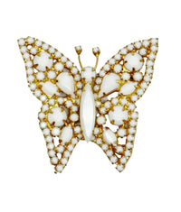 Alice Caviness Milk Glass Butterfly Brooch Pin - Hers and His Treasures