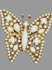 Alice Caviness Milk Glass Butterfly Brooch Pin - Hers and His Treasures