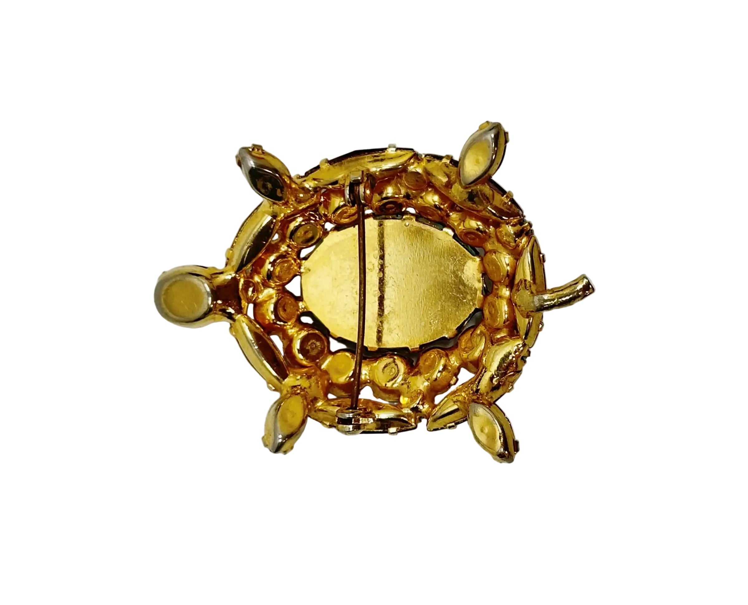 Alice Caviness Purple Rhinestone Faux Turquoise Turtle Brooch - Hers and His Treasures