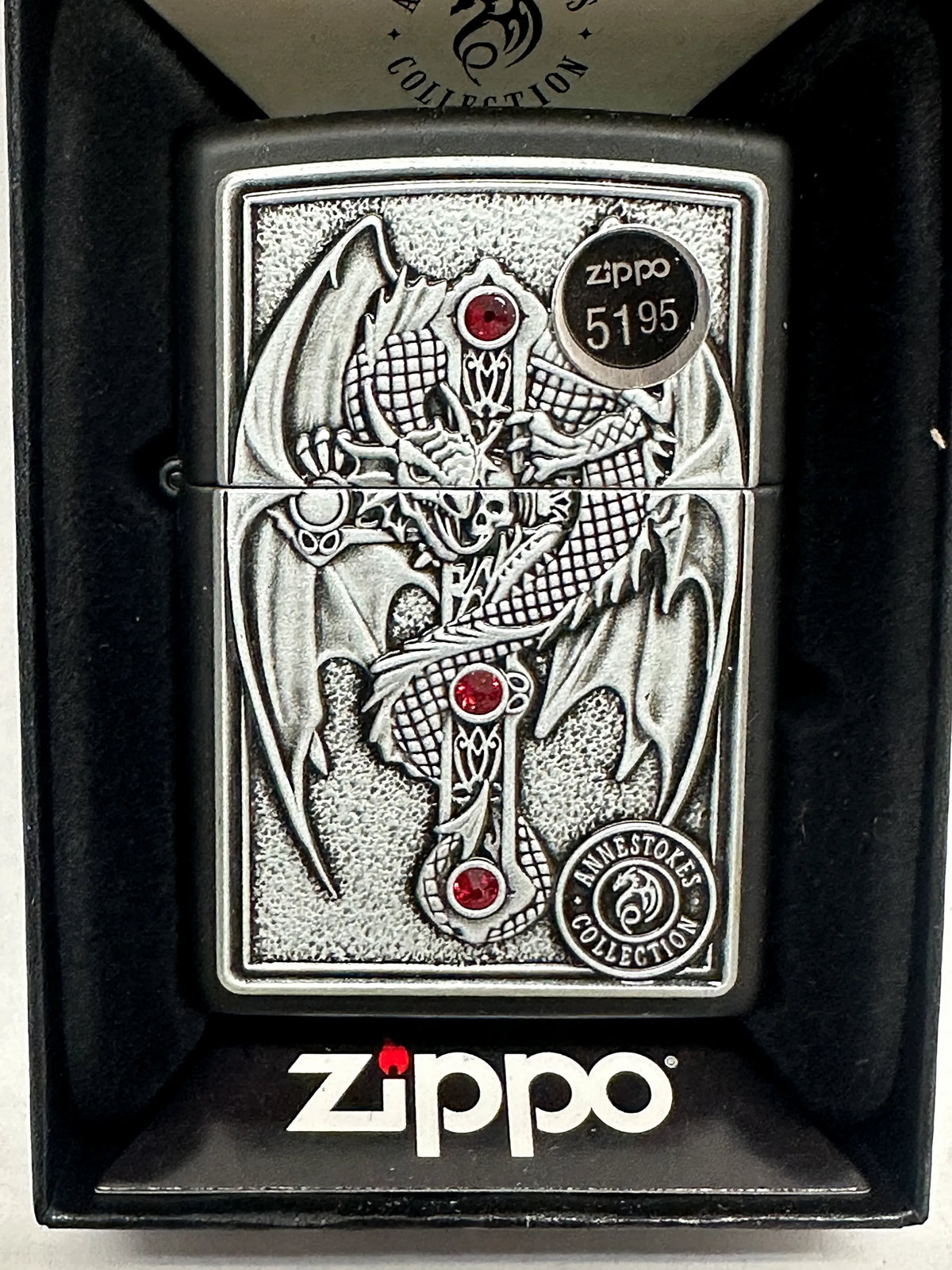 Anne Stokes Gothic Guardian Emblem 49755 Zippo Black Matte Lighter - Hers and His Treasures