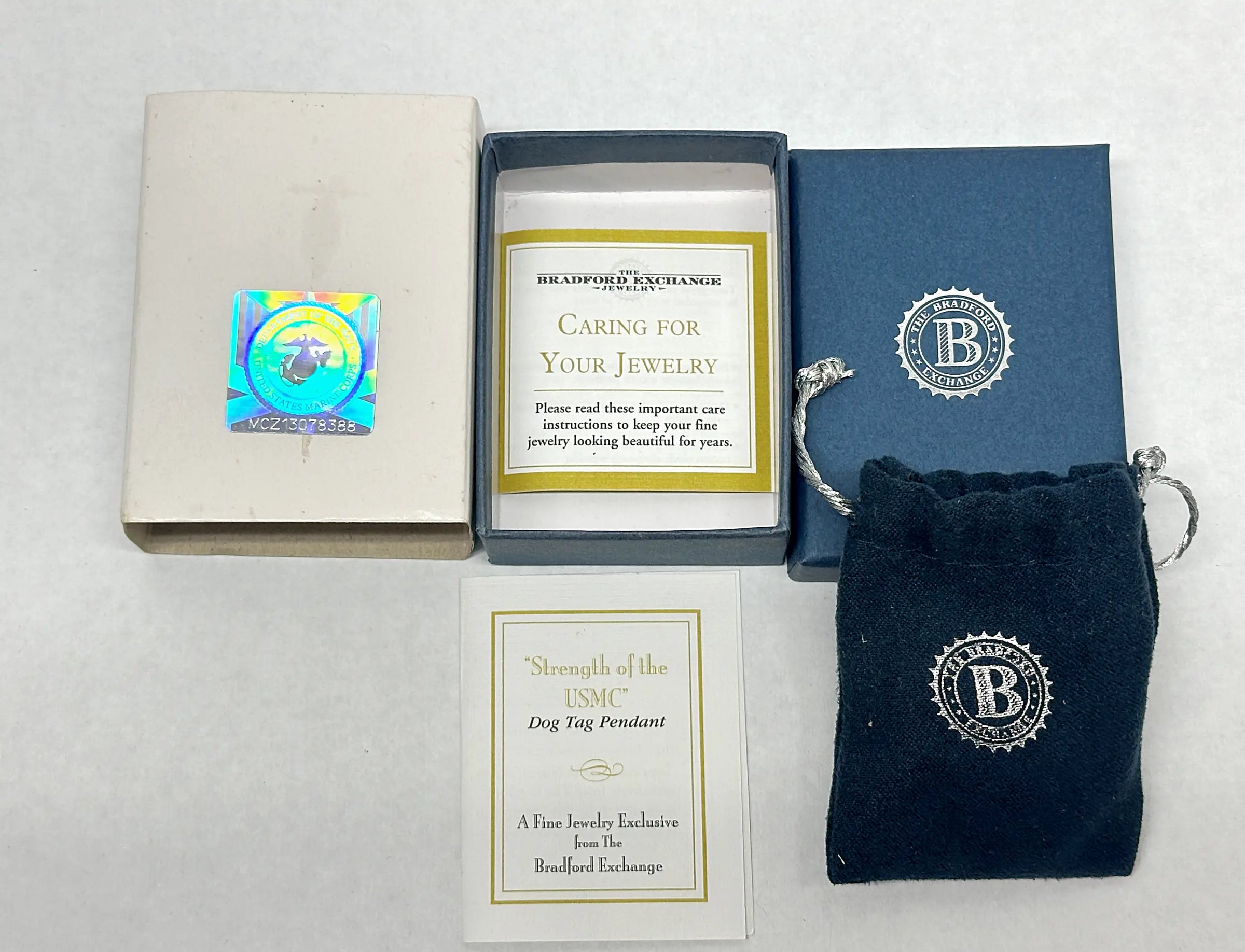 Bradford Exchange "Strength of the USMC" Dog Tag Pendant Necklace - Hers and His Treasures