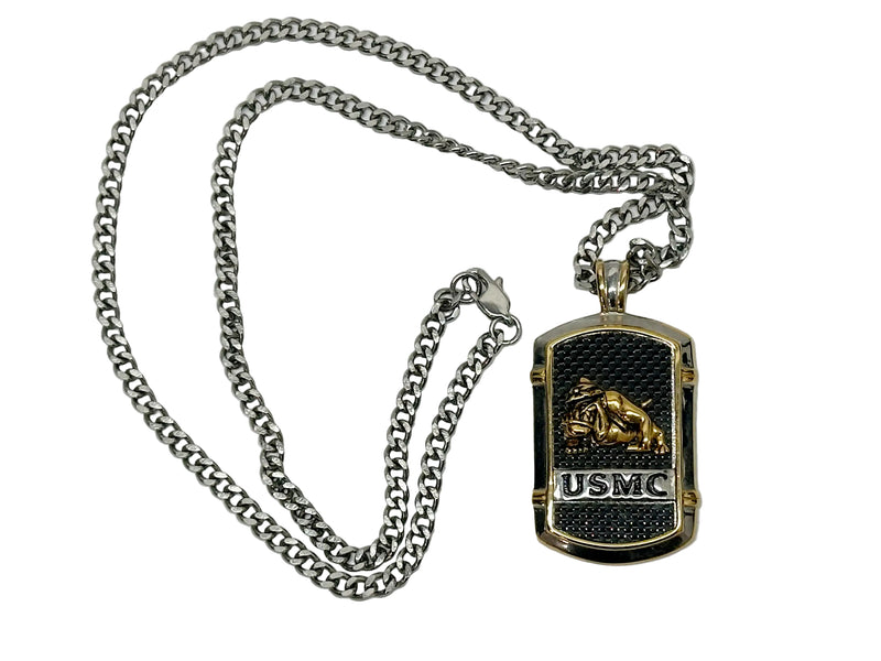 Bradford Exchange "Strength of the USMC" Dog Tag Pendant Necklace - Hers and His Treasures
