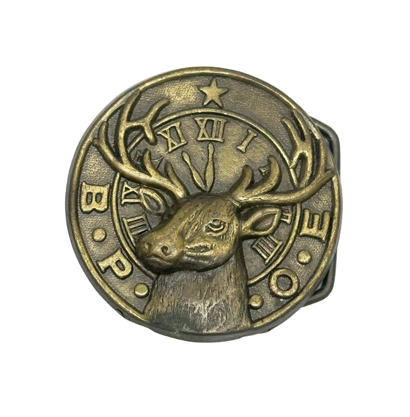 1970's BPOE Elks Solid Brass Round Belt Buckle #4158 - Hers and His Treasures