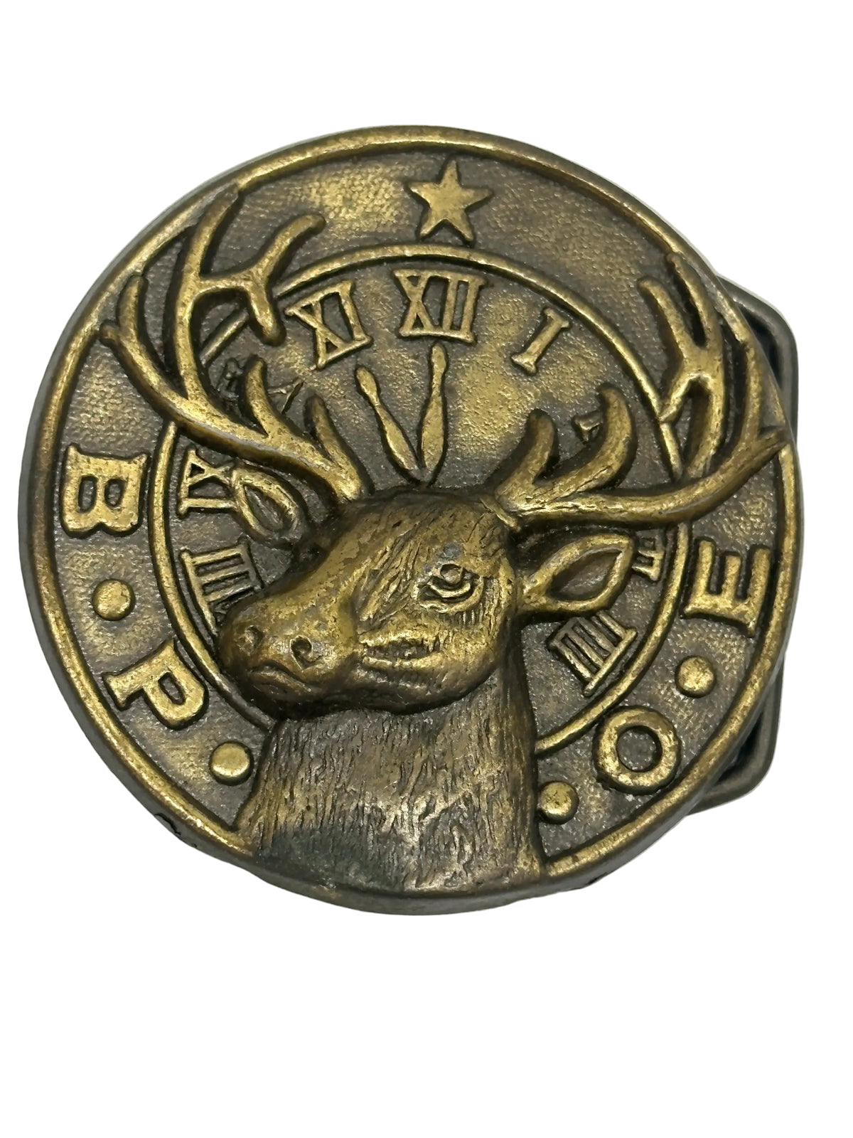 1970's BPOE Elks Solid Brass Round Belt Buckle #4158 - Hers and His Treasures