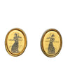Vintage Barlow Victorian Woman Playing Golf Etched Post Earrings - Hers and His Treasures