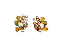 Vintage Beau Jewels Amber AB Rhinestone Clip-On Earrings - Hers and His Treasures