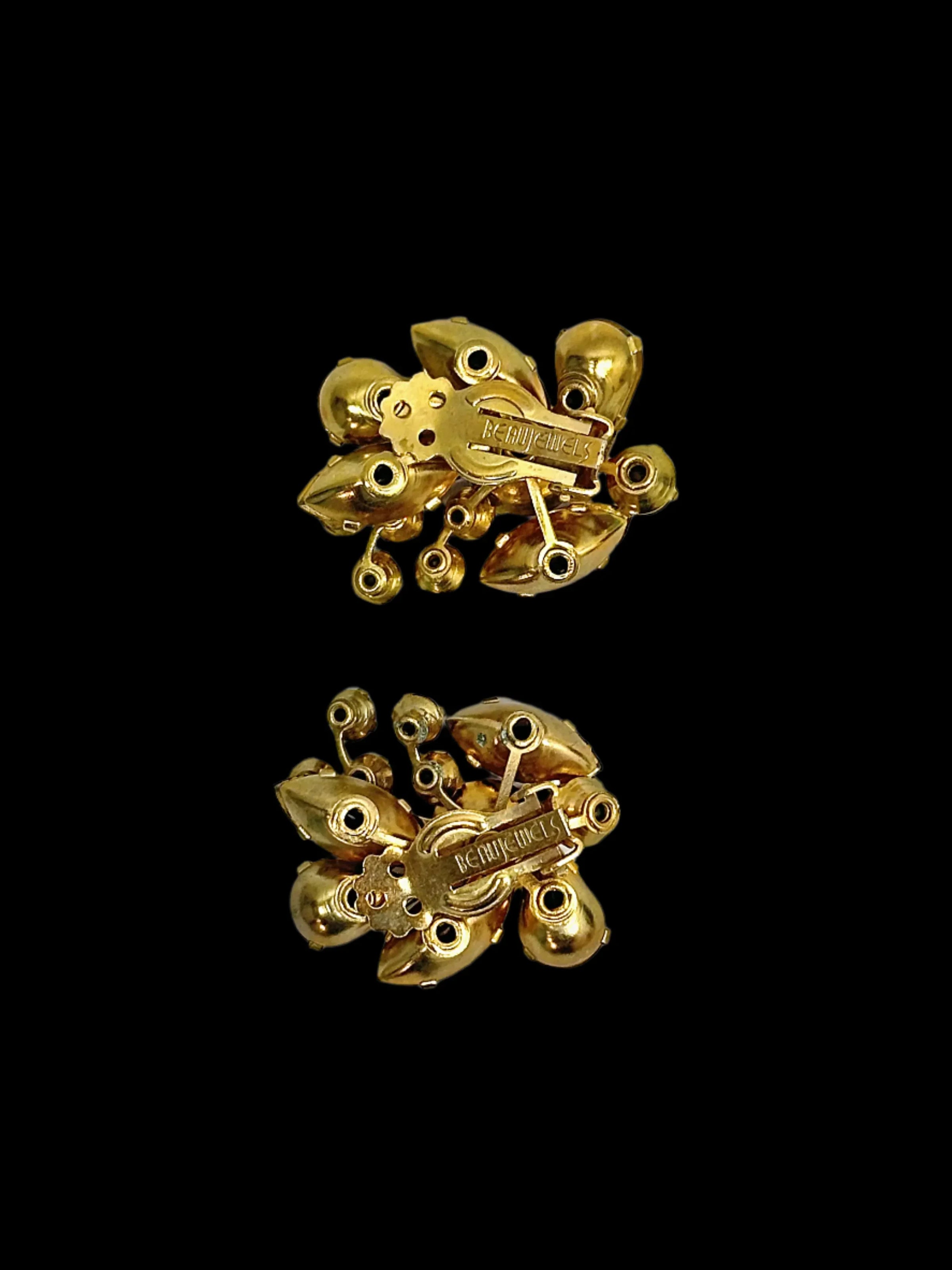 Vintage Beau Jewels Amber AB Rhinestone Clip-On Earrings - Hers and His Treasures