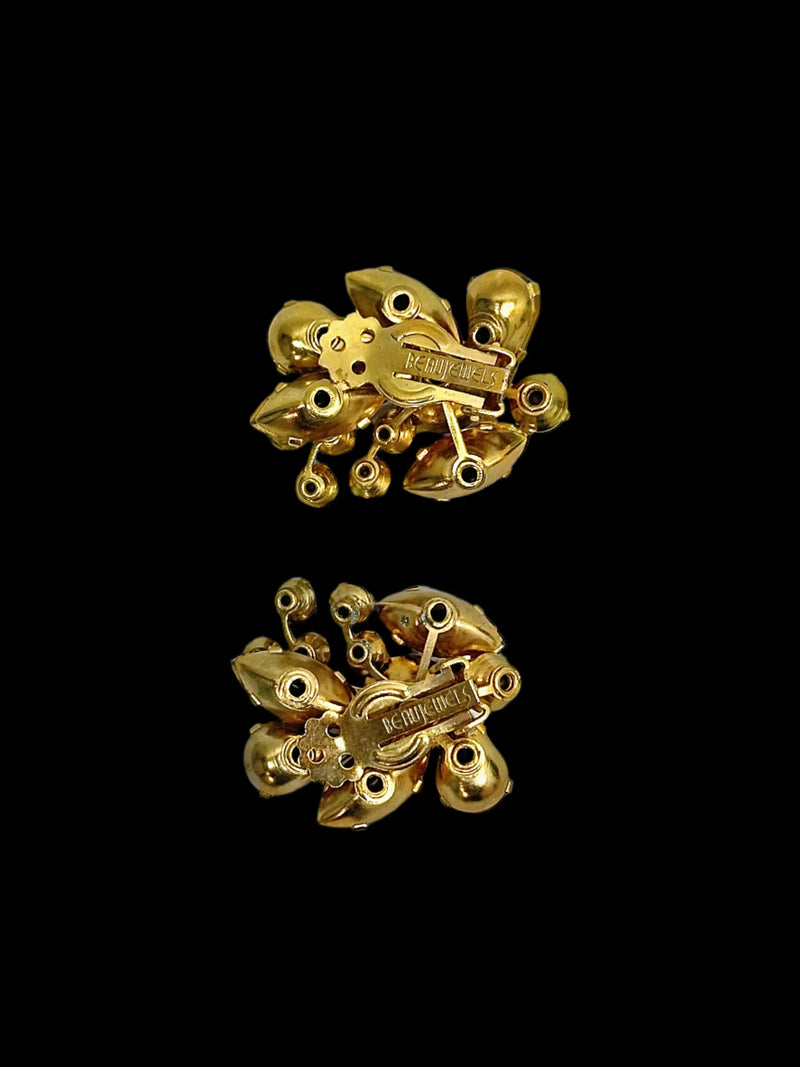 Vintage Beau Jewels Amber AB Rhinestone Clip-On Earrings - Hers and His Treasures