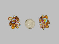 Vintage Beau Jewels Amber AB Rhinestone Clip-On Earrings - Hers and His Treasures