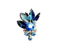 Vintage Beau Jewels Blue AB Rhinestone Clip-On Earrings - Hers and His Treasures