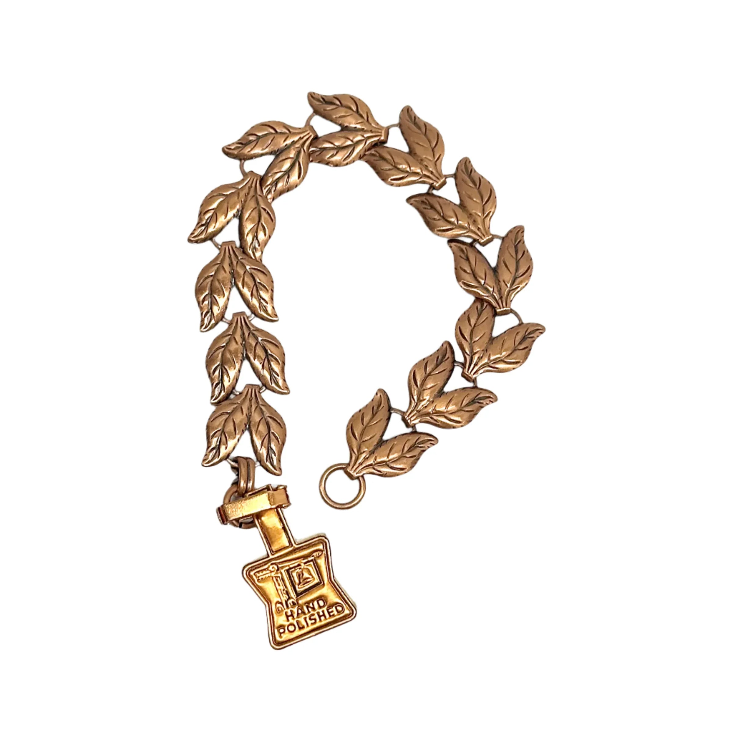 1961-1972 Bell Trading Co. Solid Copper Double Leaf Link Bracelet - Hers and His Treasures