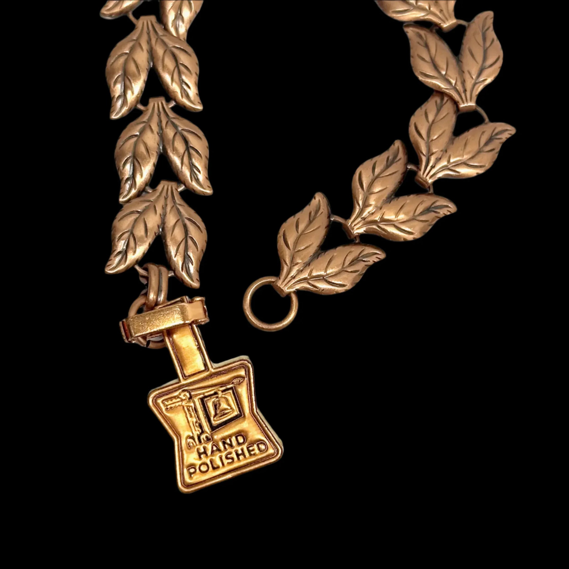 1961-1972 Bell Trading Co. Solid Copper Double Leaf Link Bracelet - Hers and His Treasures