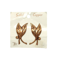 Vintage 1961-1972 Bell Trading Co. Solid Copper Double Leaf Clip-On Earrings - Hers and His Treasures