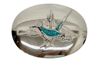 1972-1980 Bell Trading Turquoise Chip Road Runner Belt Buckle | USA