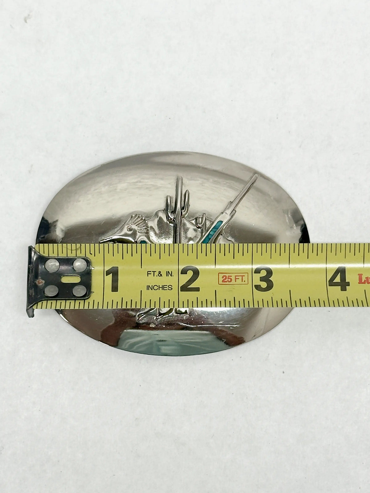 1972-1980 Bell Trading Turquoise Chip Road Runner Belt Buckle | USA