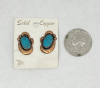Vintage 1961-1972 Bell Trading Co. Solid Copper Turquoise Clip-On Earrings - Hers and His Treasures