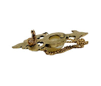 Bergére Fleur De Lis Faux Pearl Cabochon Gold Tone Brooch Pin - Hers and His Treasures