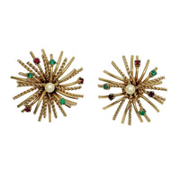 Bergére Gold Tone Starburst Rhinestone and Faux Pearl Clip-On Earrings - Hers and His Treasures