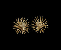 Bergére Gold Tone Starburst Rhinestone and Faux Pearl Clip-On Earrings - Hers and His Treasures